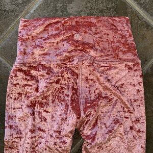 Pink Crushed Velvet Lululemon Leggings